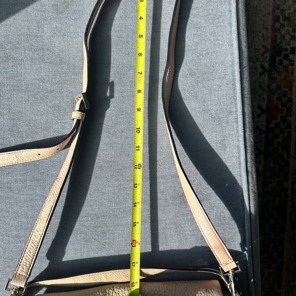 Kate Spade Pebbled Leather Crossbody Bag Neutral Beige w Pink Lining - Picture 15 of 15